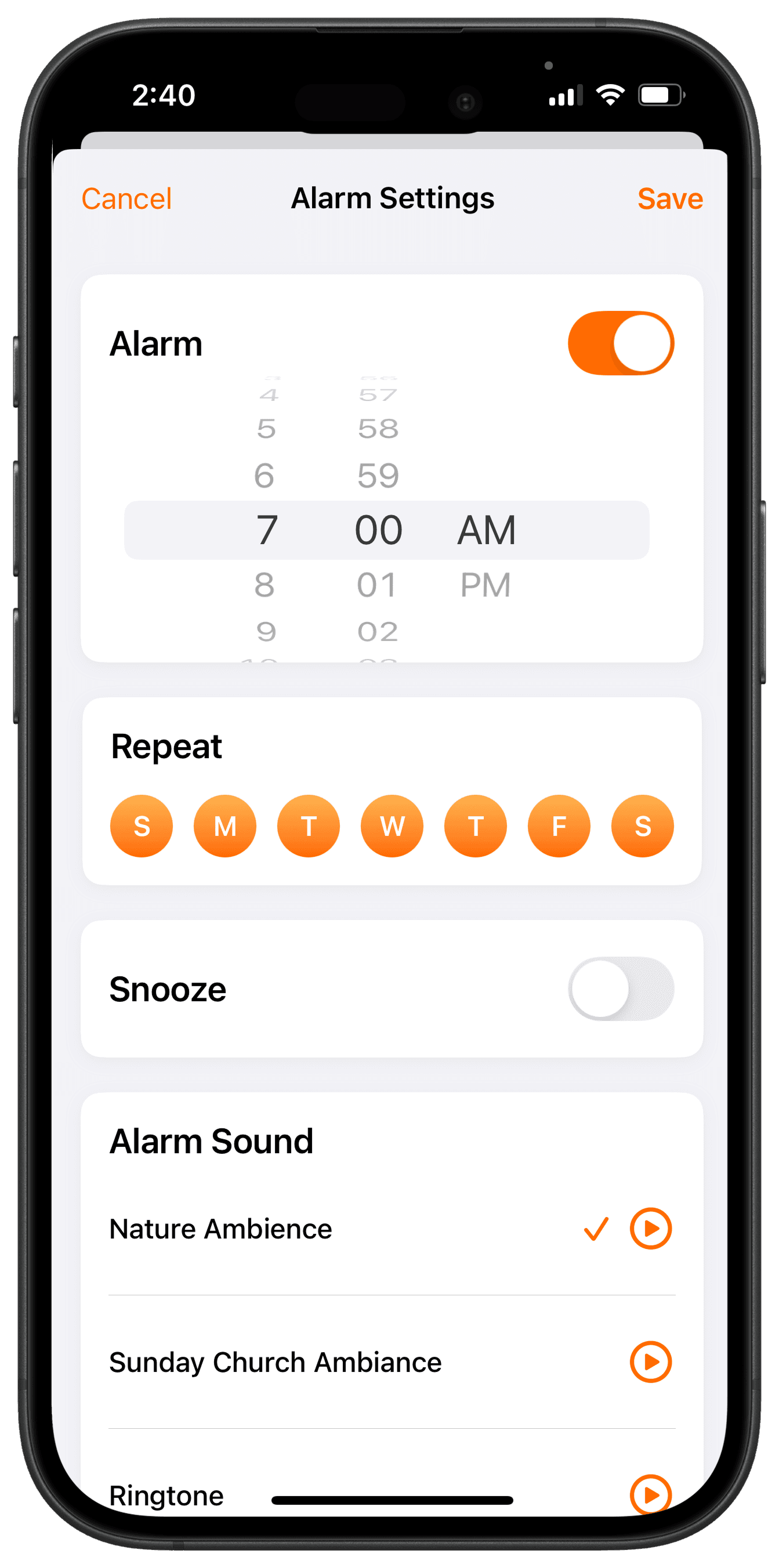 Customize Your Alarm