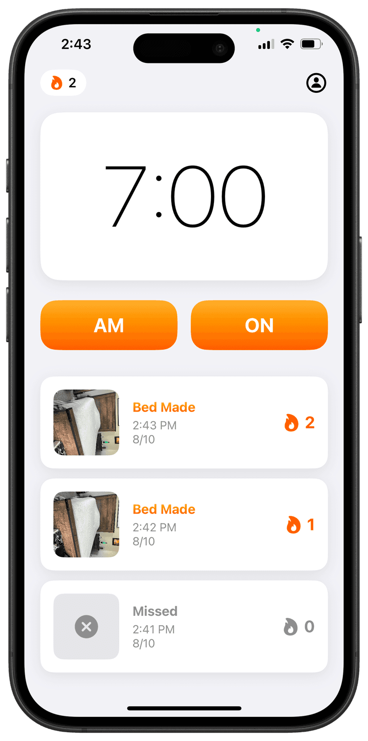 Alarm Settings screen